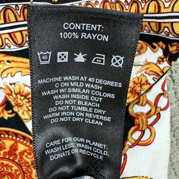 Casa Moda Couture Woven Camp Shirt Mens Size M Black White Button Down - Picture 11 of 11